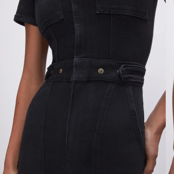 Good American Black Denim Fit For Success Bootcut Jumpsuit BNWT - Picture 4 of 5